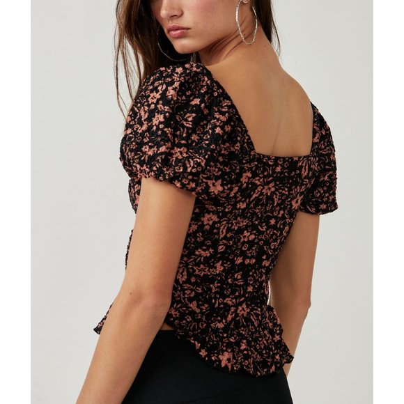 FREE PEOPLE Oh Baby Top / Black Combo - Picture 4 of 8